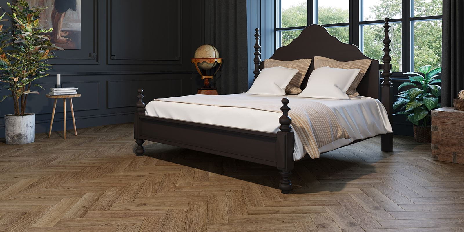 Luksusowe podłogi winylowe Invictus® - Highland Oak - Roasted - Bed