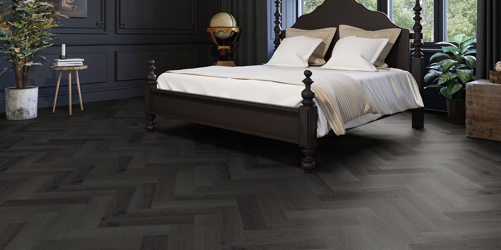 Luksusowe podłogi winylowe Invictus® - Highland Oak - Ebony - Bed