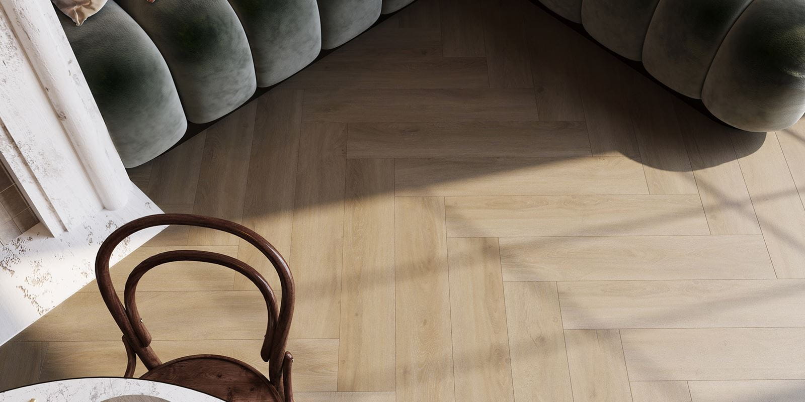 Luksusowe podłogi winylowe Invictus® - Divine Oak Herringbone - Champagne - Living_02